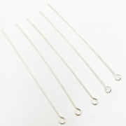 24 Gauge White Sterling Silver Eye Pin 2 Inch Headpin